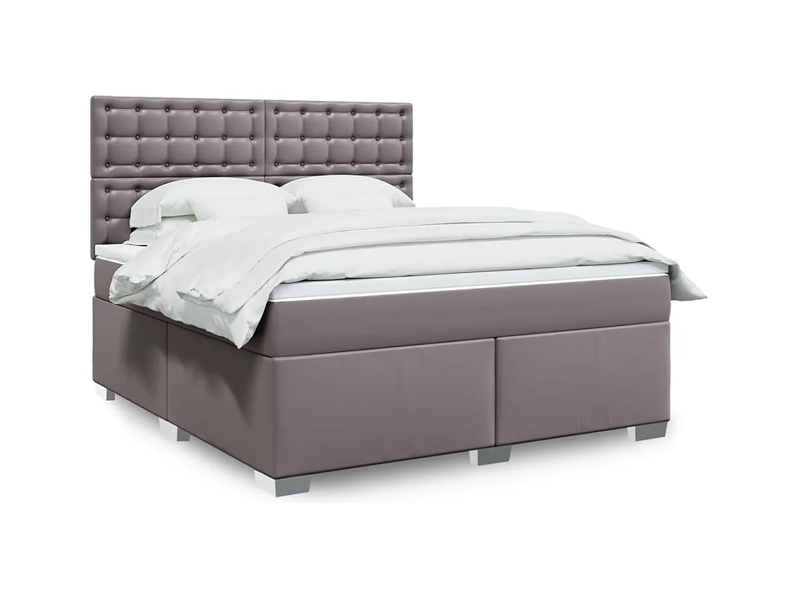 Sommier à lattes de lit avec matelas Gris 180x200 cm Similicuir