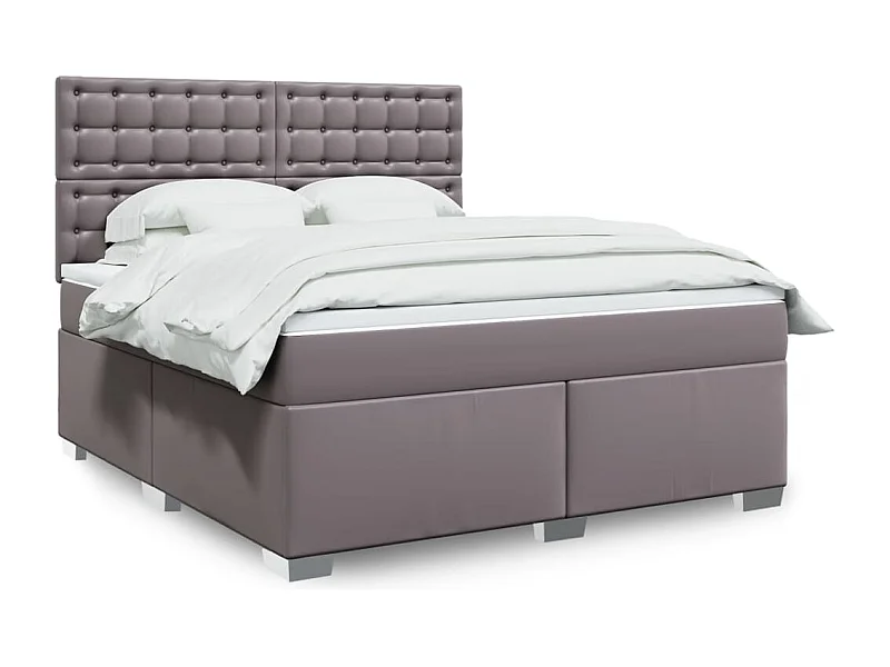 Sommier à lattes de lit avec matelas Gris 180x200 cm Similicuir