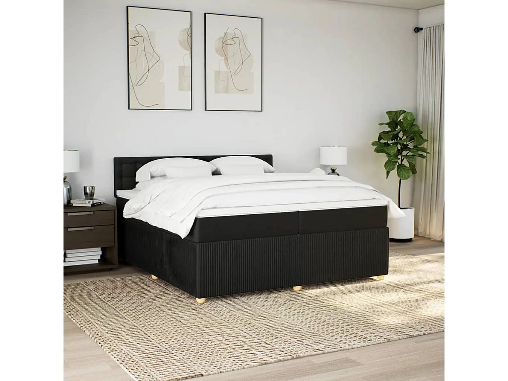 Boxspring met matras stof zwart 200x200 cm