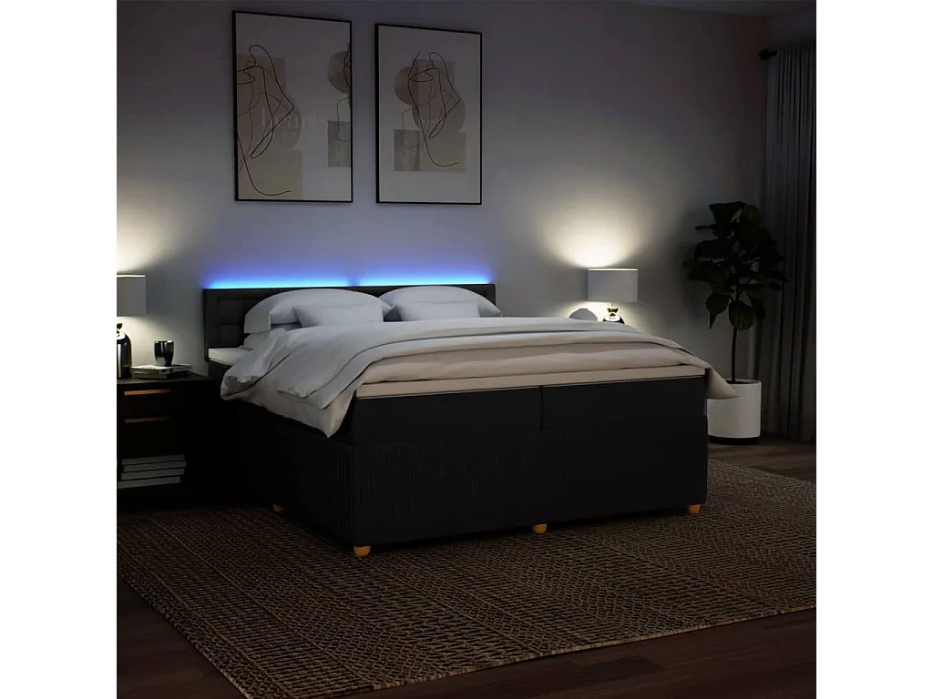 Boxspring met matras stof zwart 200x200 cm