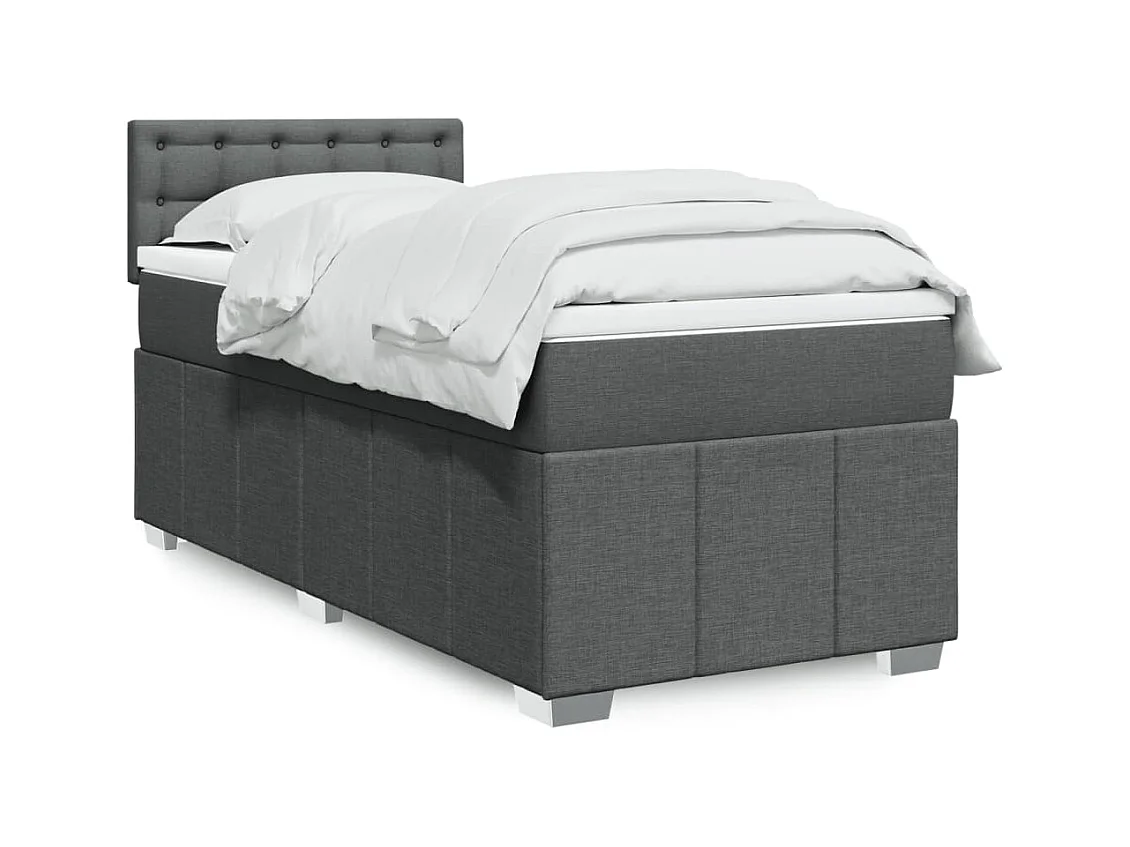 Sommier à lattes de lit avec matelas Gris foncé 80x200 cm Tissu