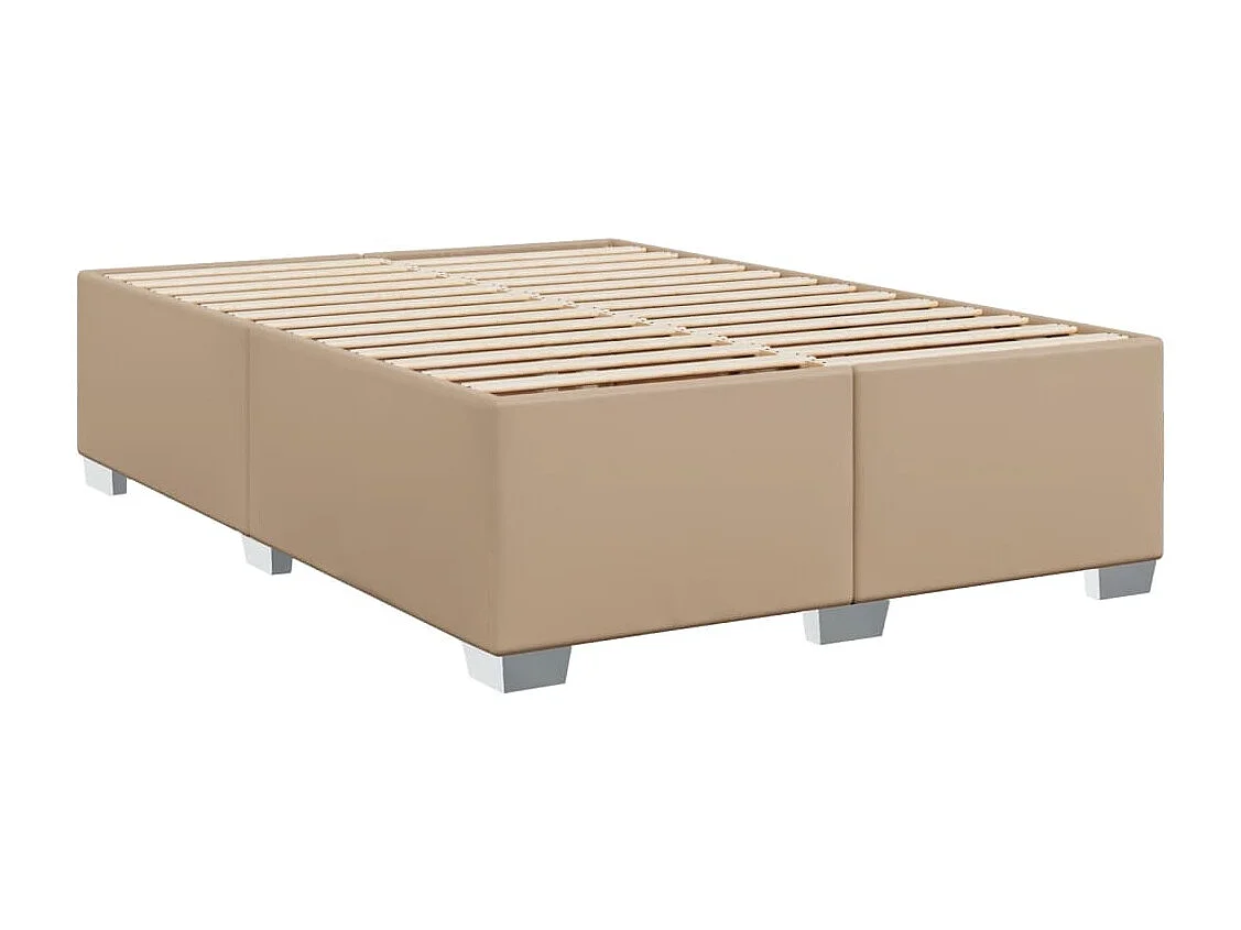 Cama box spring con colchón cuero sintético capuchino 140x200cm