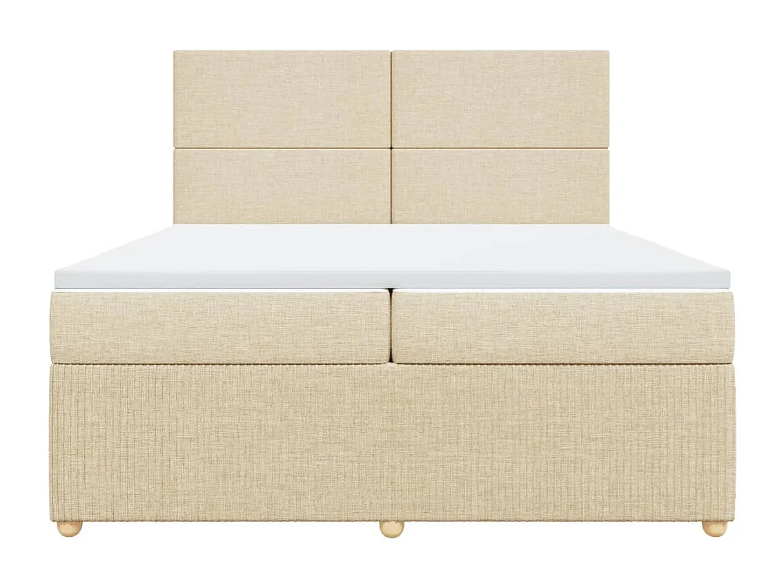 Cama box spring con colchón tela color crema 200x200 cm