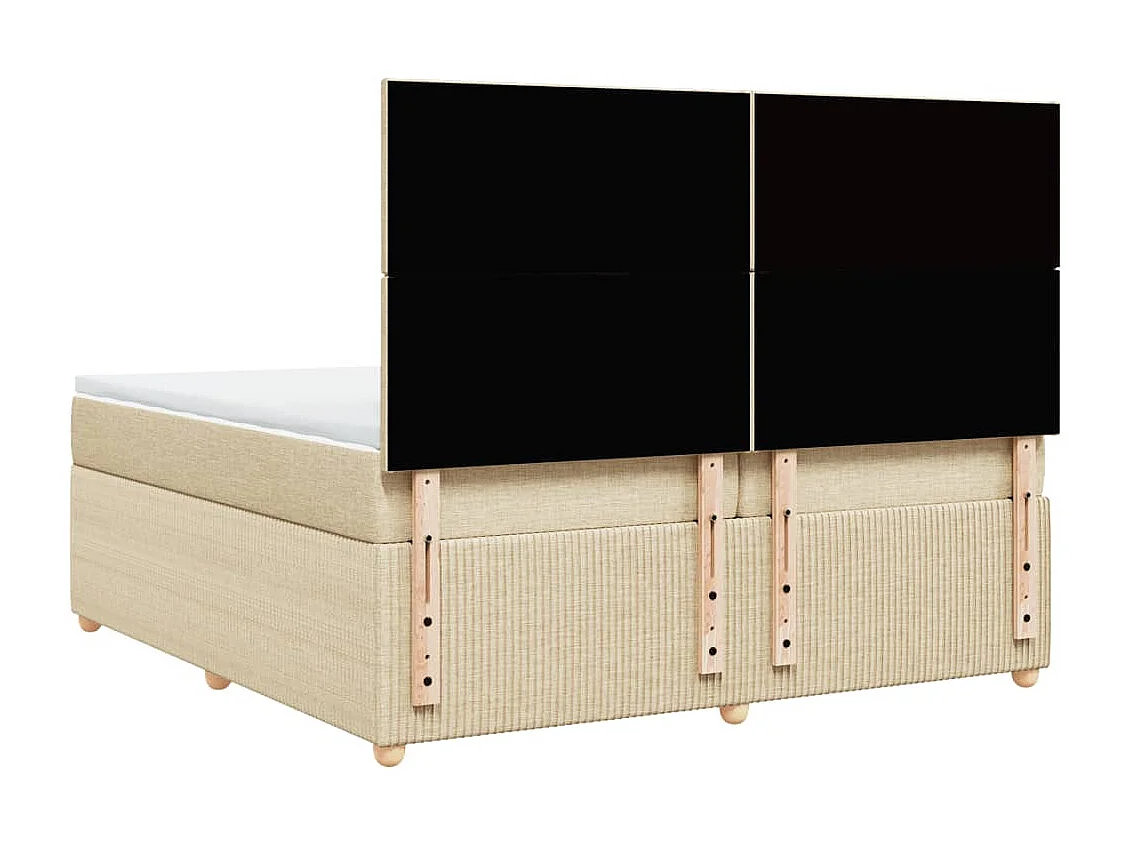 Cama box spring con colchón tela color crema 200x200 cm