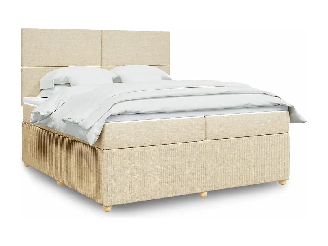 Sommier à lattes de lit avec matelas Crème 200x200 cm Tissu
