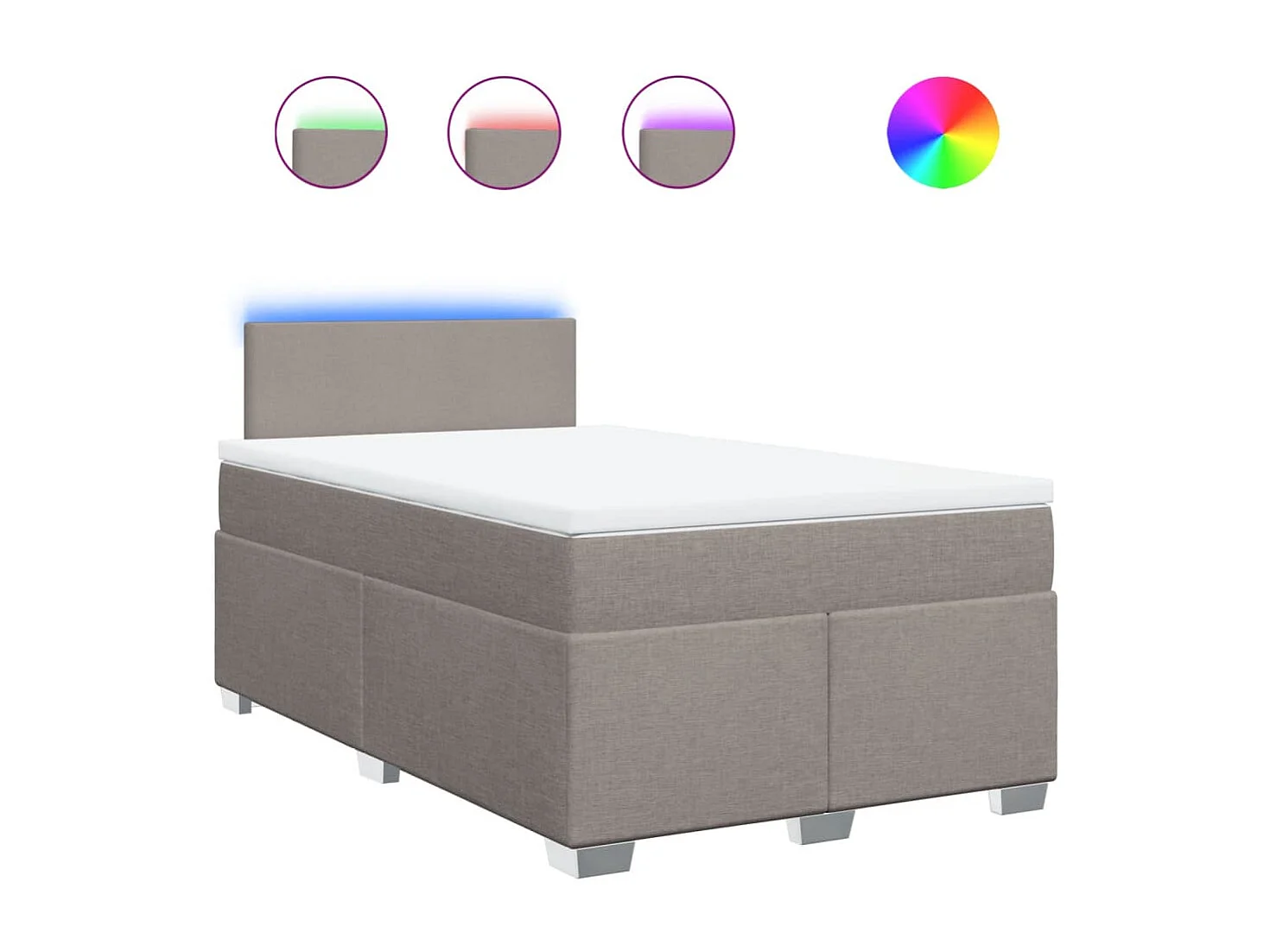 Cama box spring con colchón tela gris taupe 120x190 cm