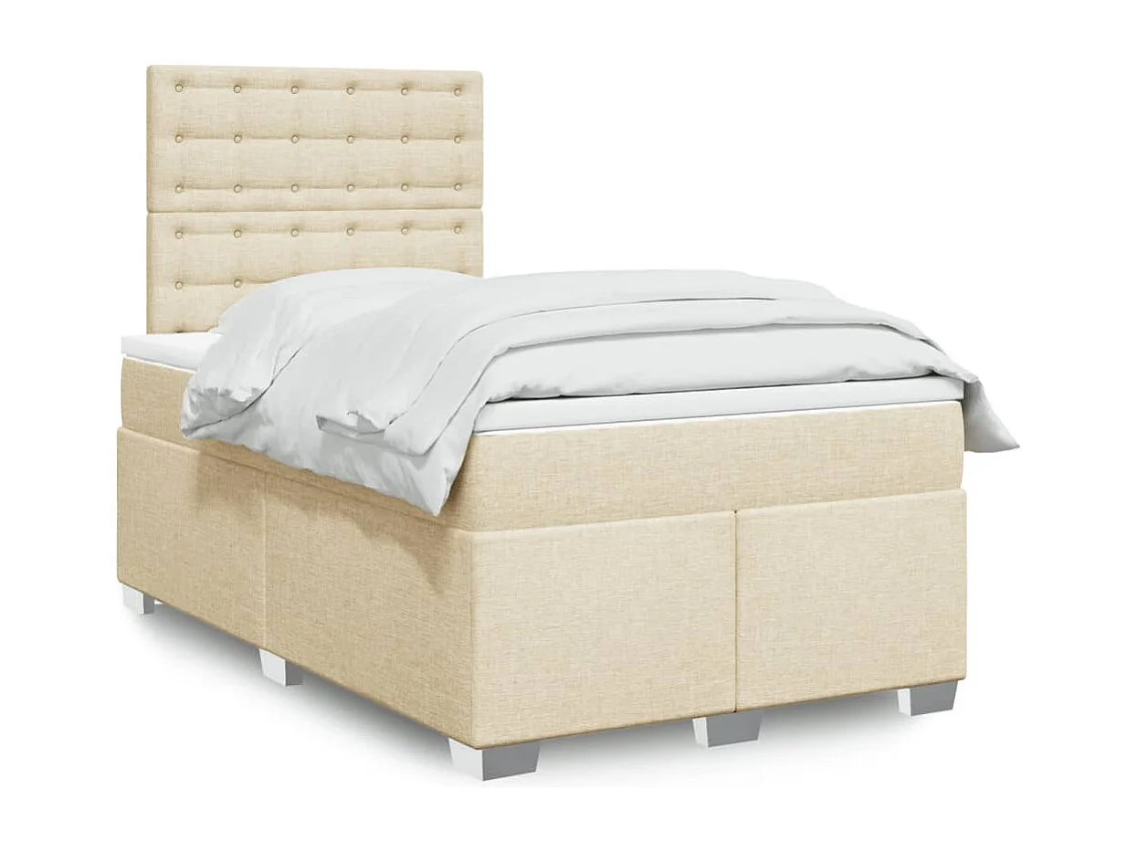 Sommier à lattes de lit avec matelas crème 120x190 cm tissu