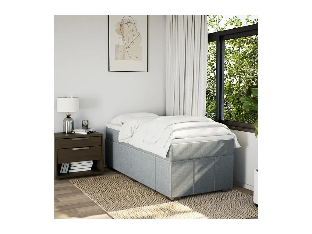 Cama com molas/colchão 80x200 cm tecido cinza-claro