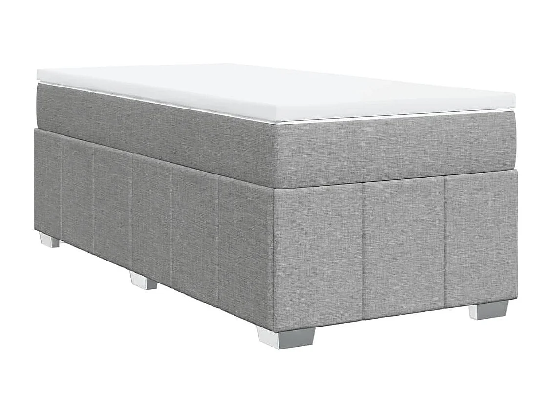 Cama box spring con colchón tela gris claro 80x200 cm