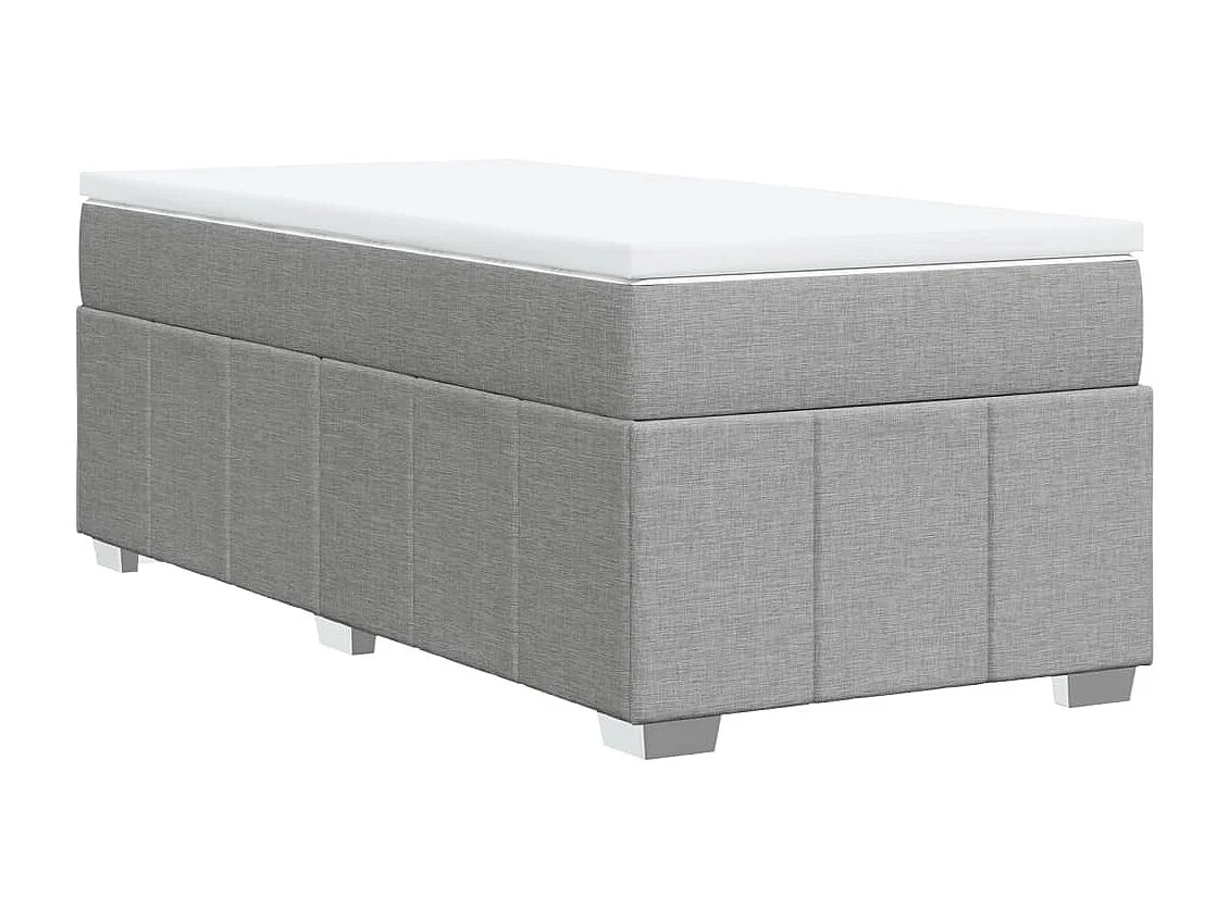 Cama box spring con colchón tela gris claro 80x200 cm