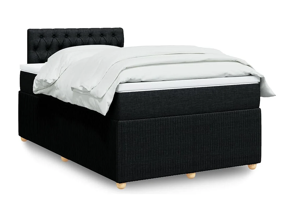 Cama box spring con colchón tela negro 120x190 cm