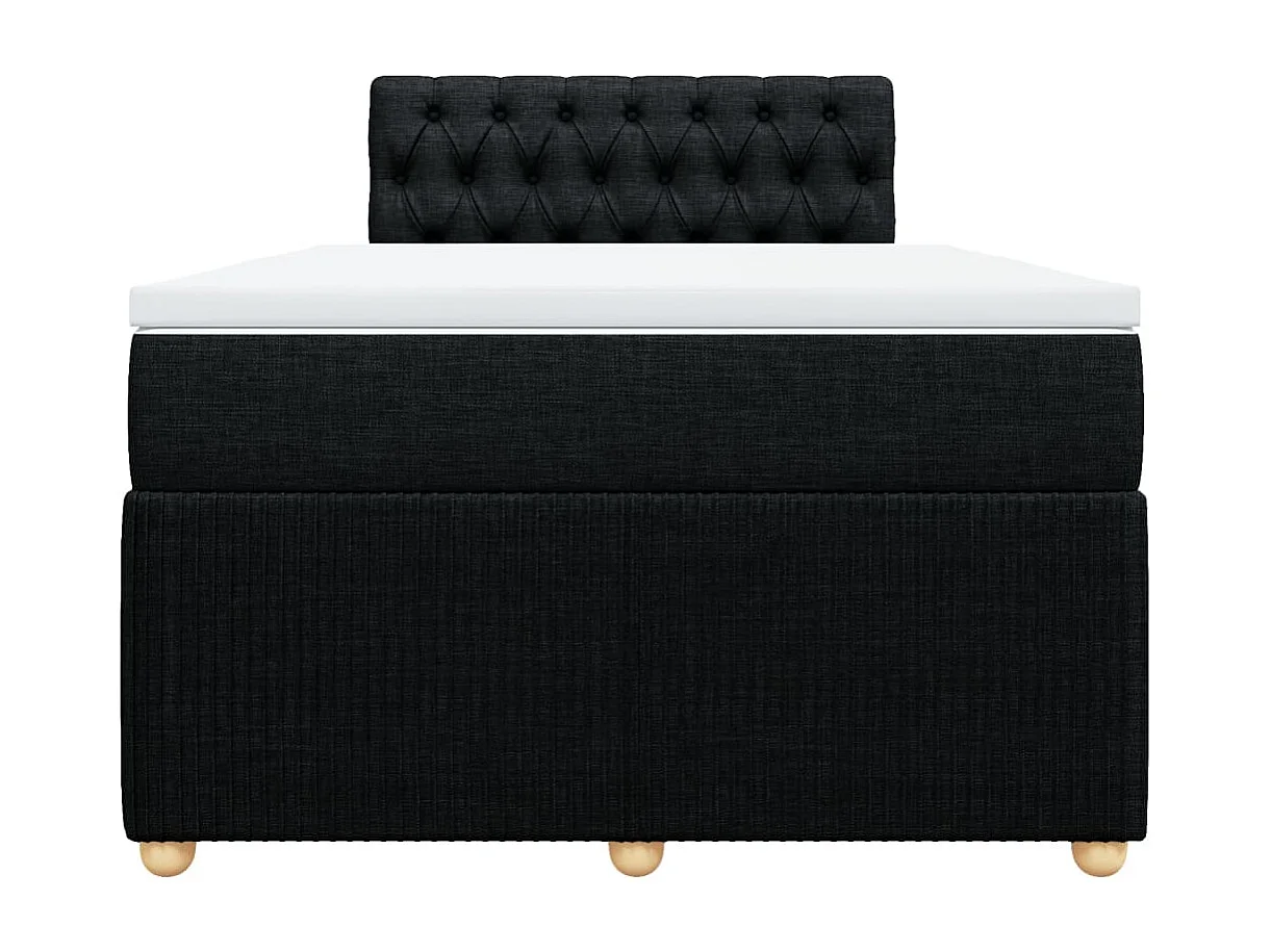 Cama box spring con colchón tela negro 120x190 cm