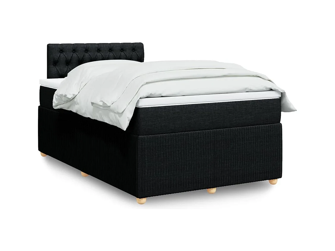 Sommier à lattes de lit avec matelas noir 120x190 cm tissu