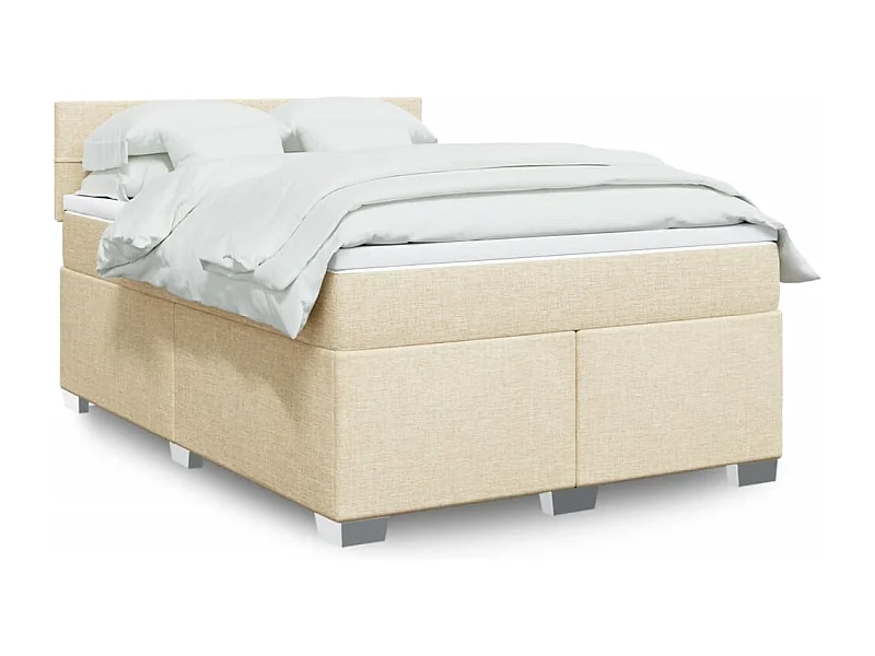Cama com molas/colchão 160x200 cm tecido cor creme