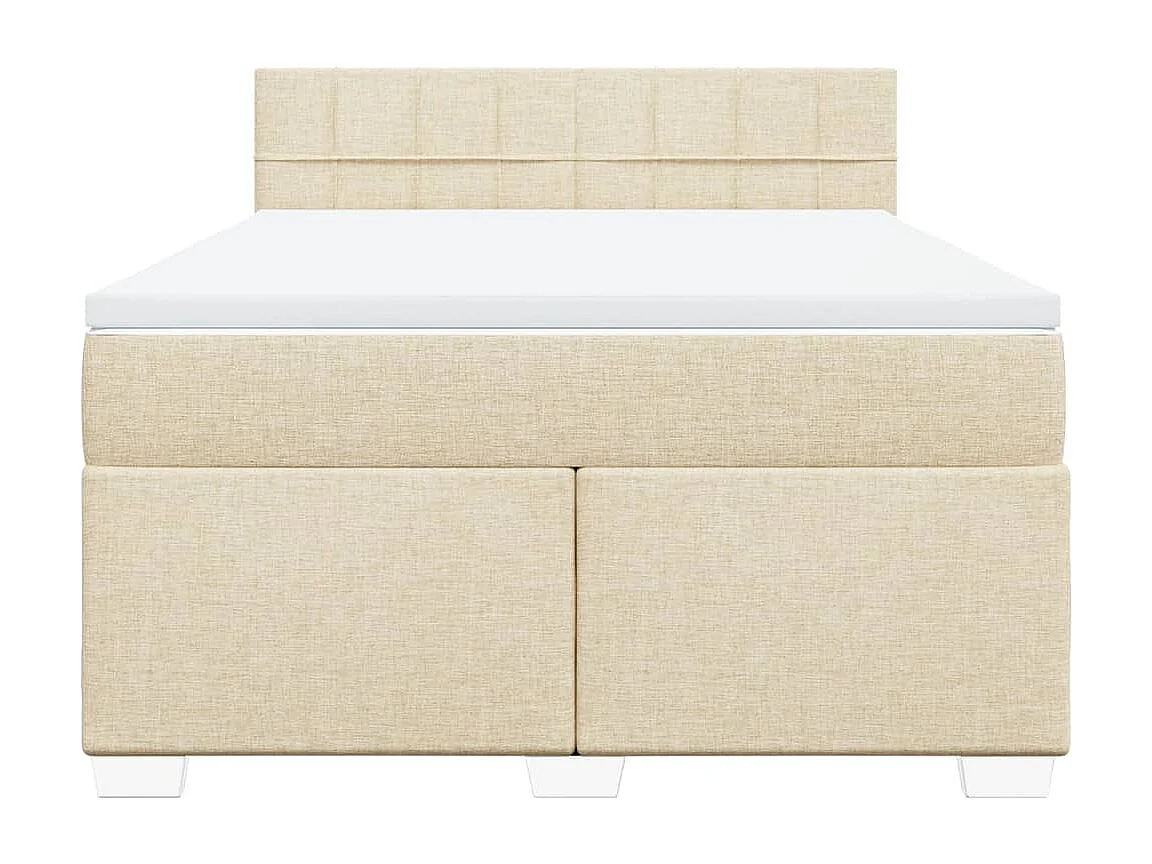 Cama box spring con colchón tela color crema 160x200 cm