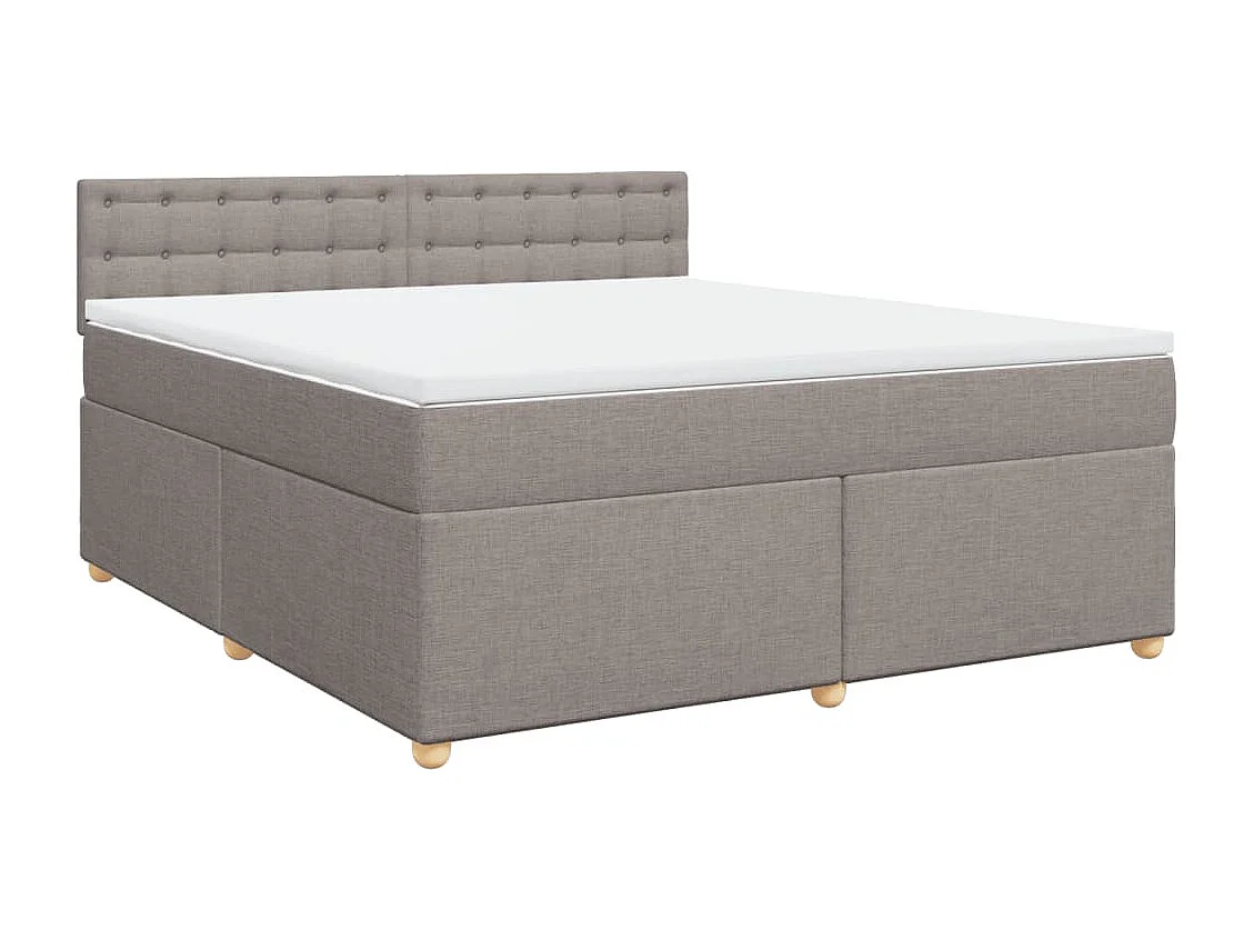Cama box spring con colchón tela gris taupe 180x200 cm