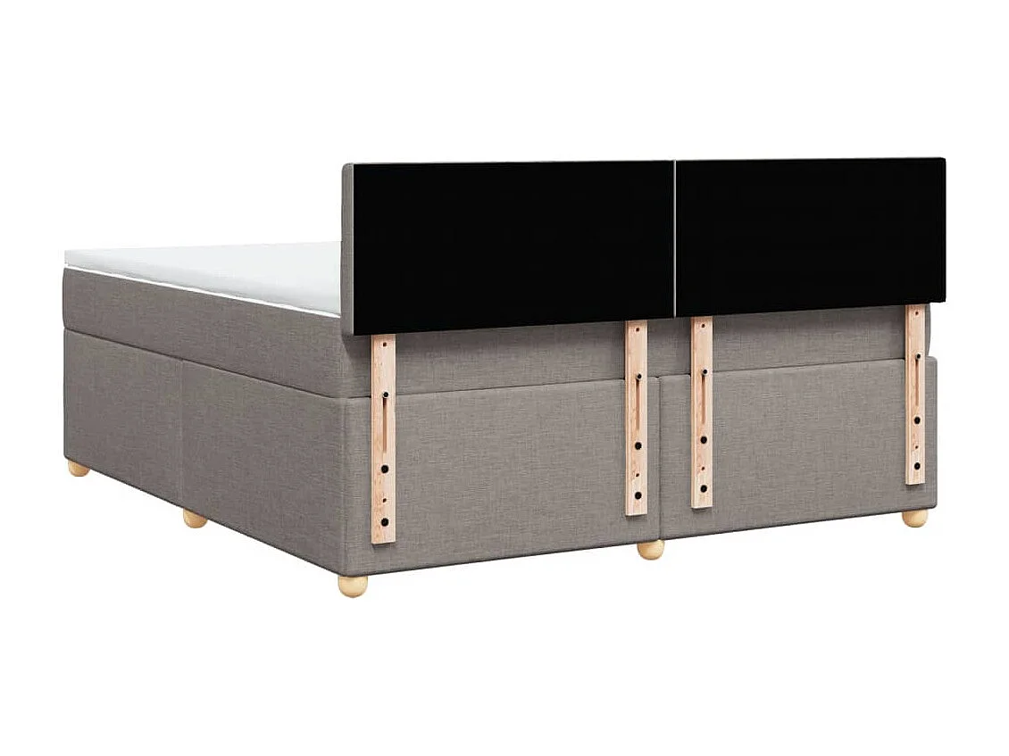 Cama box spring con colchón tela gris taupe 180x200 cm