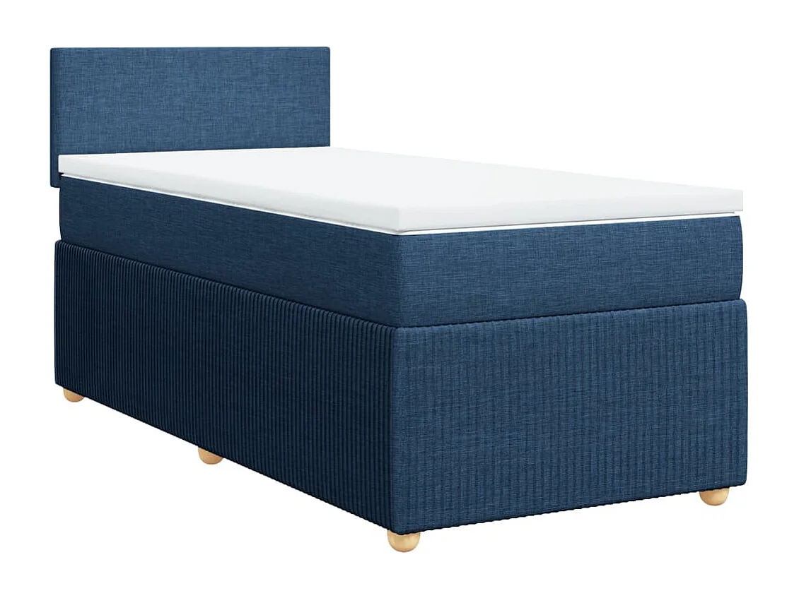 Cama box spring con colchón tela azul 80x200 cm
