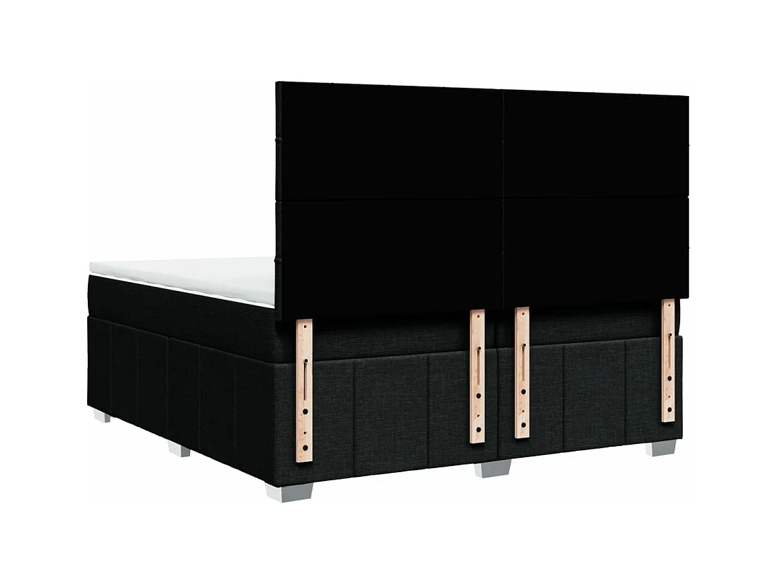 Sommier à lattes de lit avec matelas Noir 200x200 cm Tissu