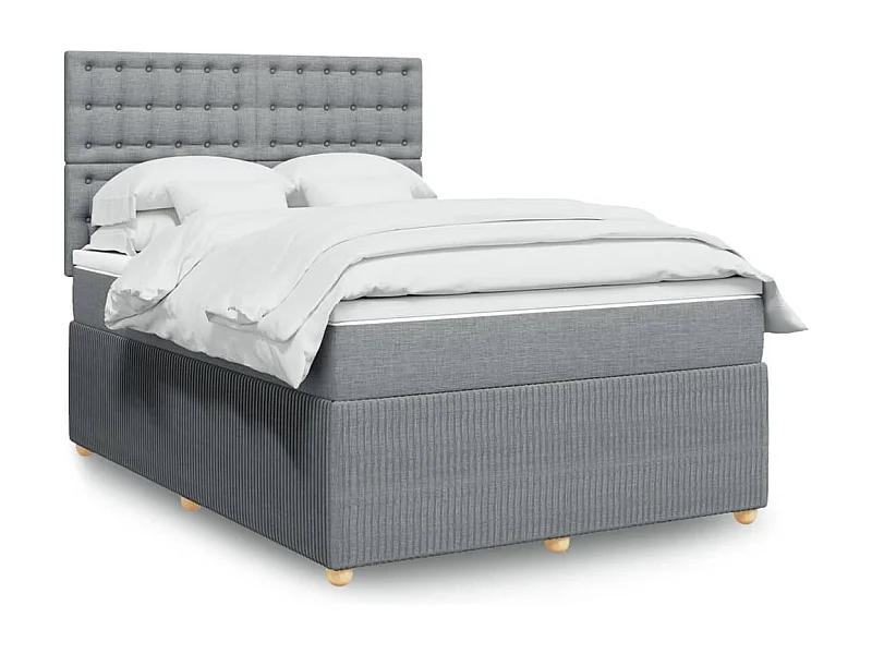 Cama com molas/colchão 160x200 cm tecido cinzento-claro