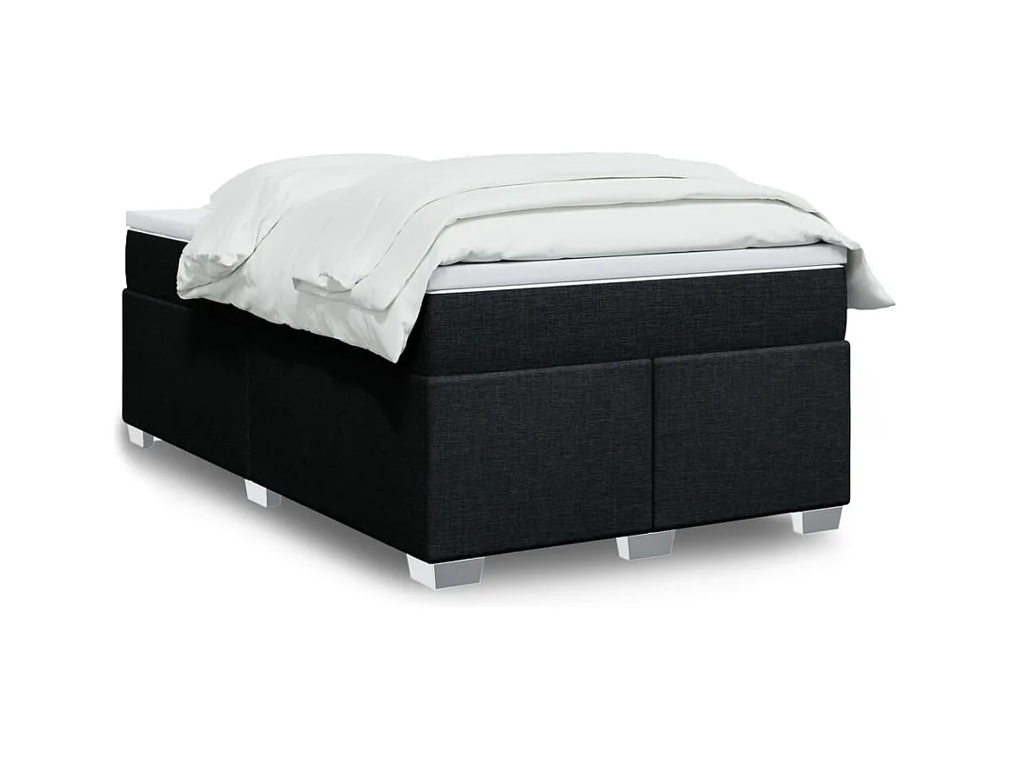 Sommier à lattes de lit avec matelas noir 120x190 cm tissu