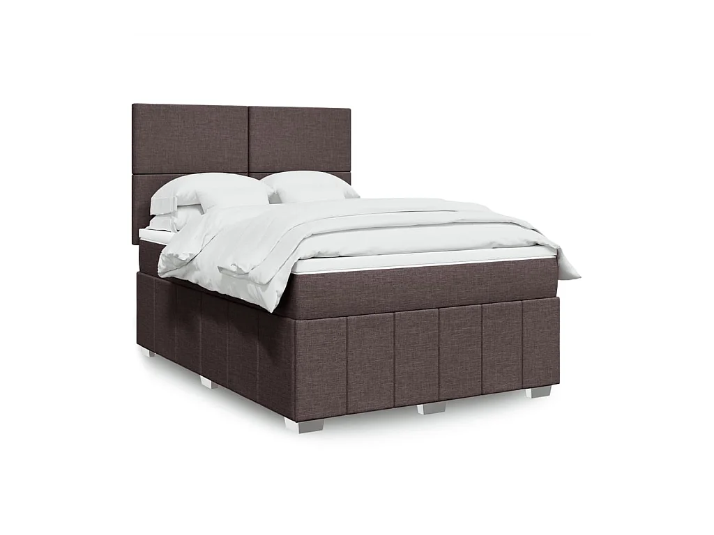 Cama box spring con colchón tela marrón oscuro 160x200 cm