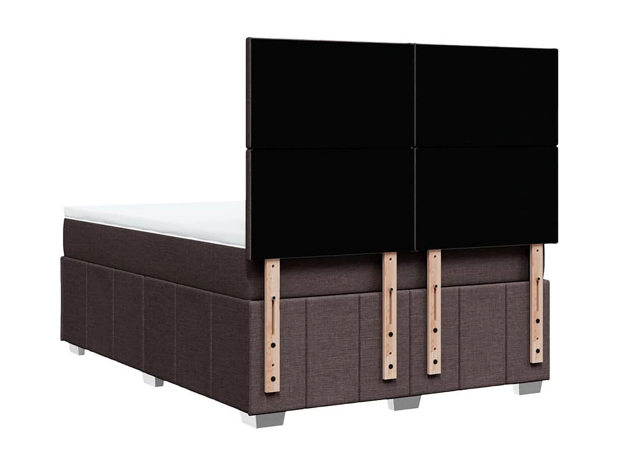 Cama box spring con colchón tela marrón oscuro 160x200 cm