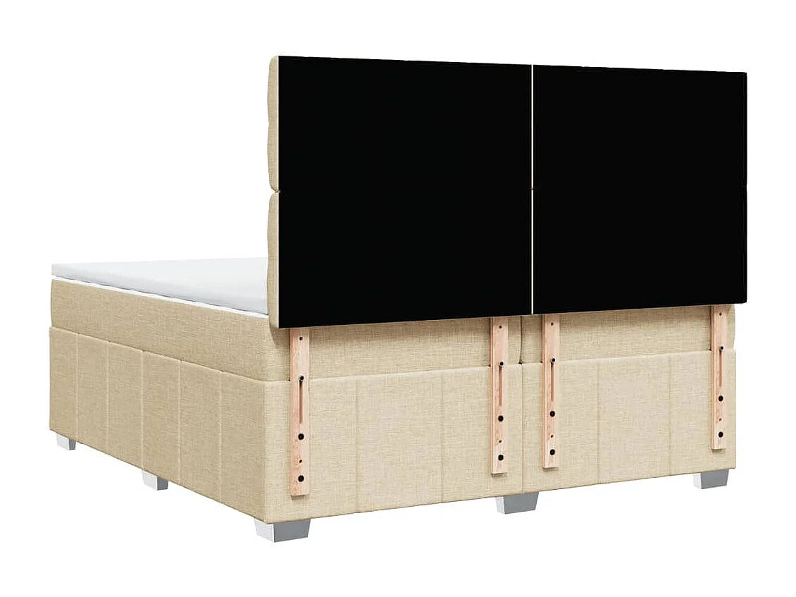 Cama box spring con colchón tela color crema 200x200 cm