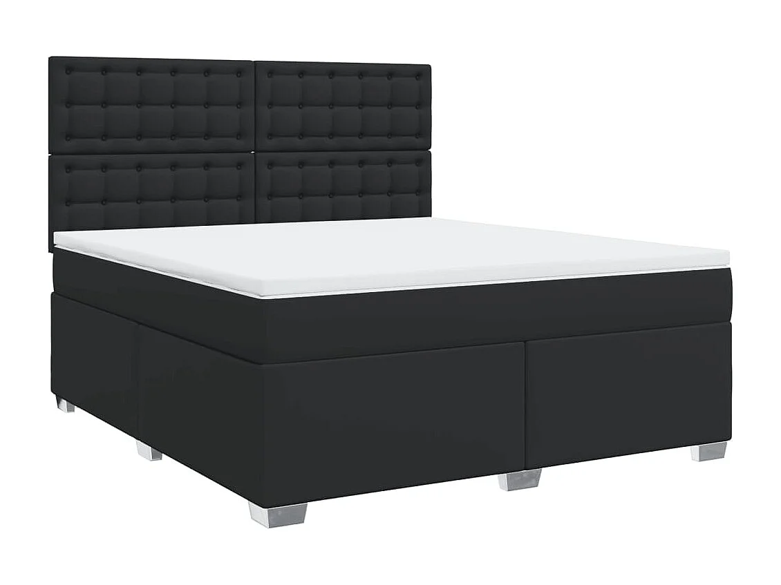 Cama box spring con colchón cuero sintético negro 180x200 cm