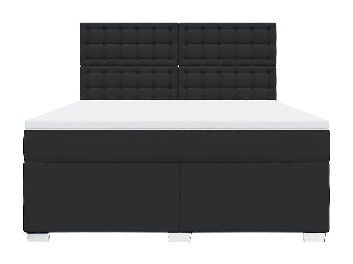 Sommier à lattes de lit avec matelas Noir 180x200 cm Similicuir