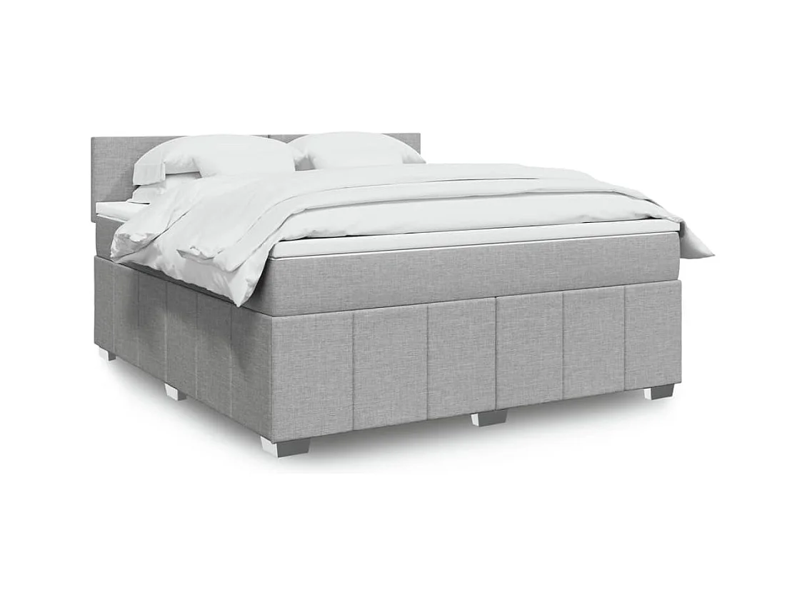 Boxspring met matras stof lichtgrijs 180x200 cm