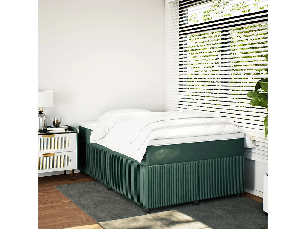 Boxspring met matras fluweel donkergroen 120x190 cm