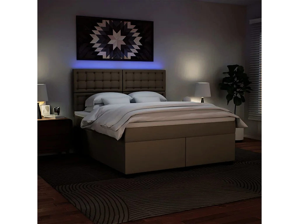 Cama com molas/colchão 180x200 cm couro artificial cappuccino