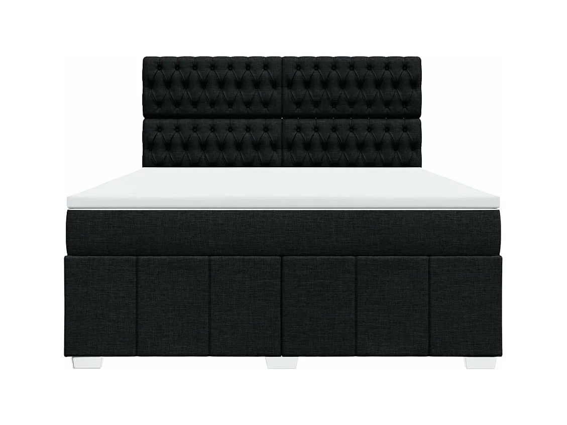 Sommier à lattes de lit avec matelas Noir 180x200 cm Tissu