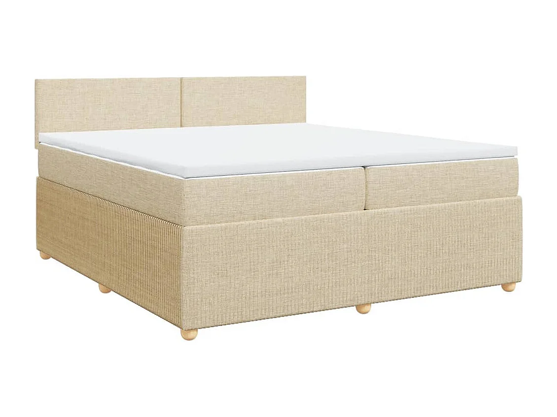 Boxspring met matras stof crèmekleurig 200x200 cm