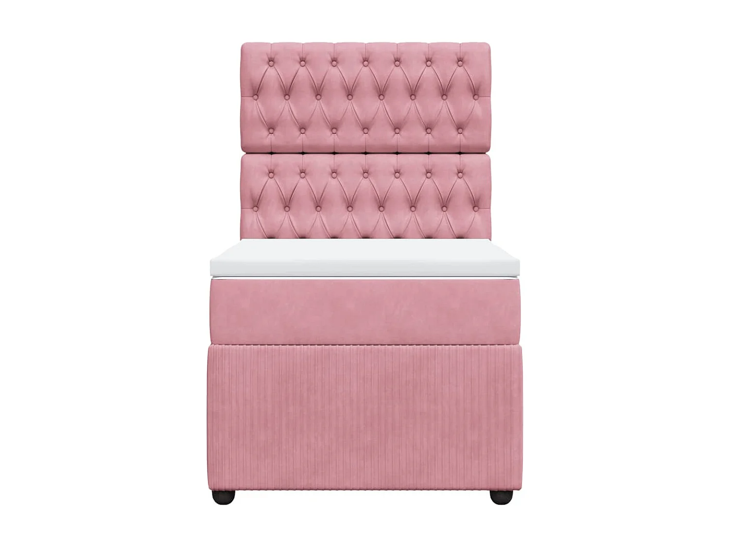 Cama box spring con colchón terciopelo rosa 90x200 cm