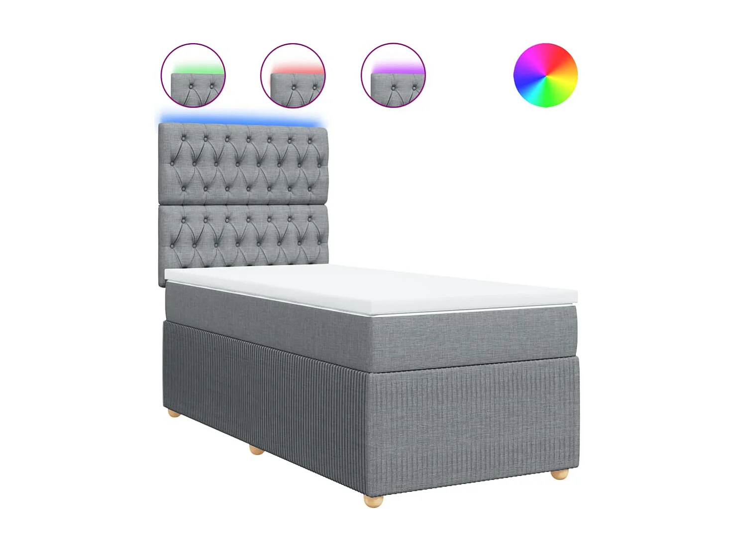 Sommier à lattes de lit avec matelas Gris clair 100x200cm Tissu