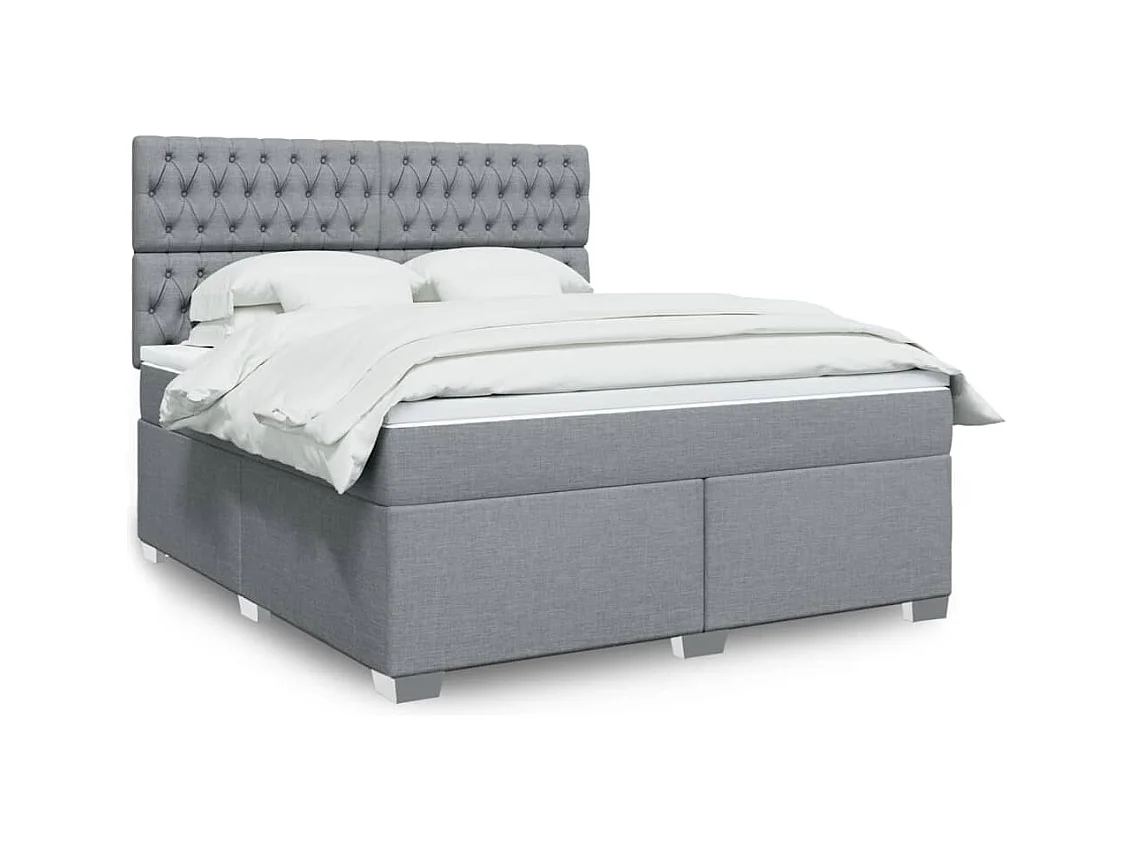 Boxspring met matras stof lichtgrijs 180x200 cm