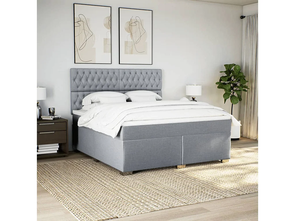 Cama com molas/colchão 180x200 cm tecido cinzento-claro