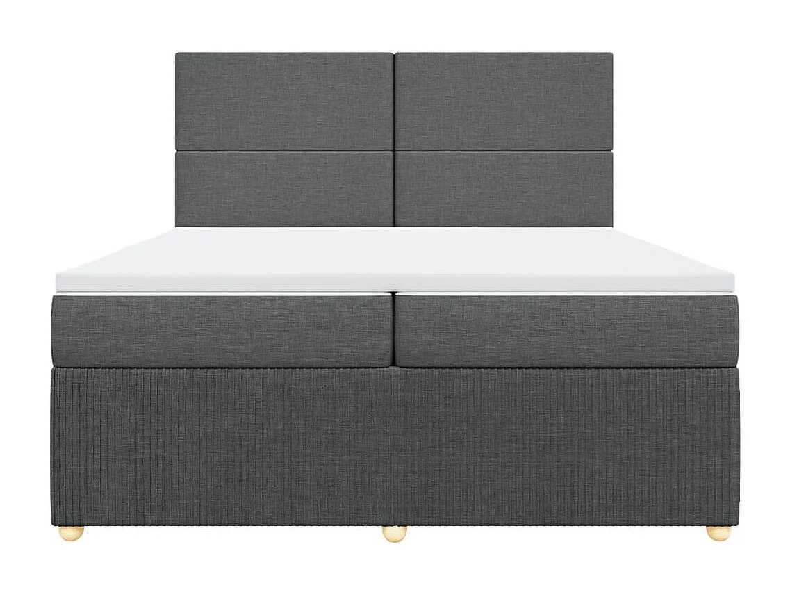 Sommier à lattes de lit avec matelas Gris foncé 200x200cm Tissu