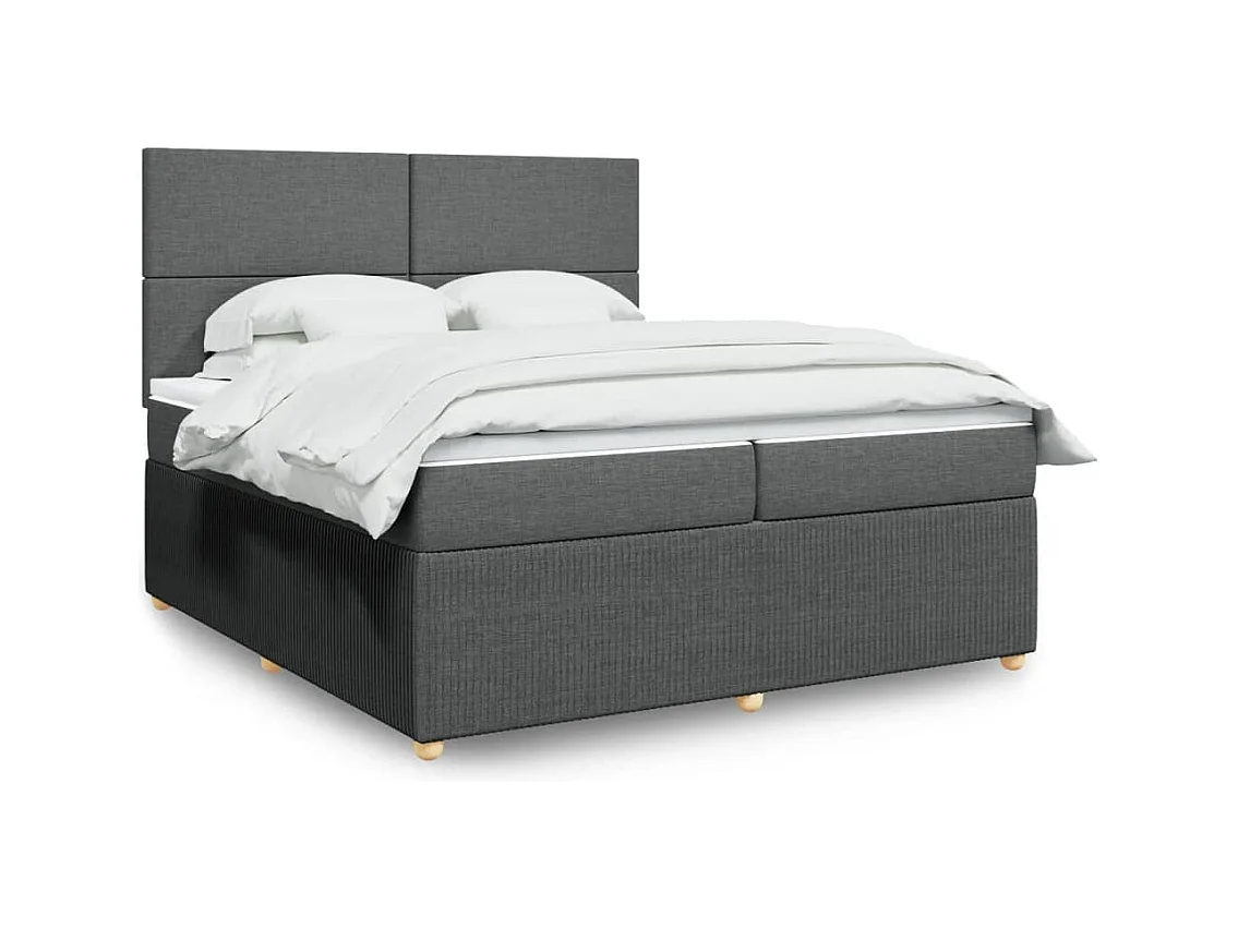 Cama box spring con colchón tela gris oscuro 200x200 cm
