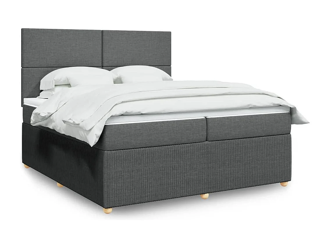 Sommier à lattes de lit avec matelas Gris foncé 200x200cm Tissu