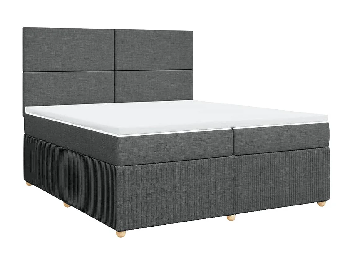 Sommier à lattes de lit avec matelas Gris foncé 200x200cm Tissu