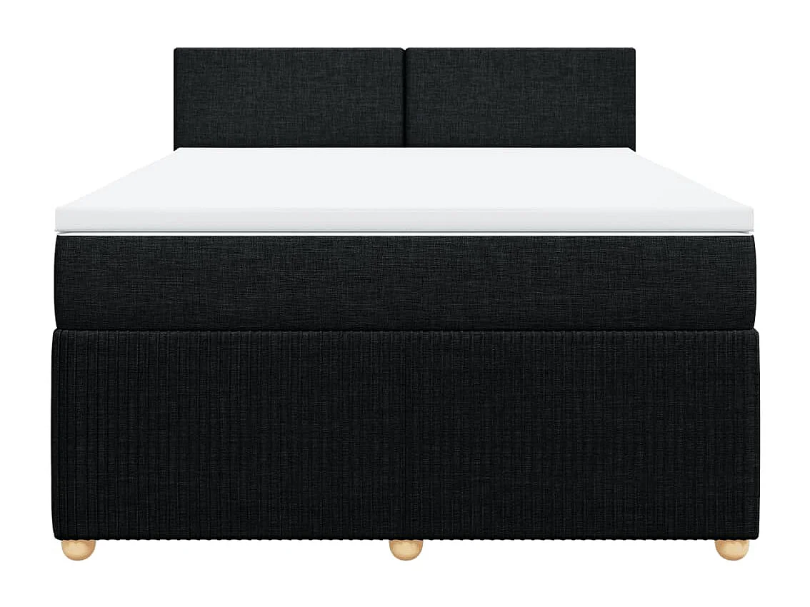 Sommier à lattes de lit avec matelas Noir 140x190 cm Tissu