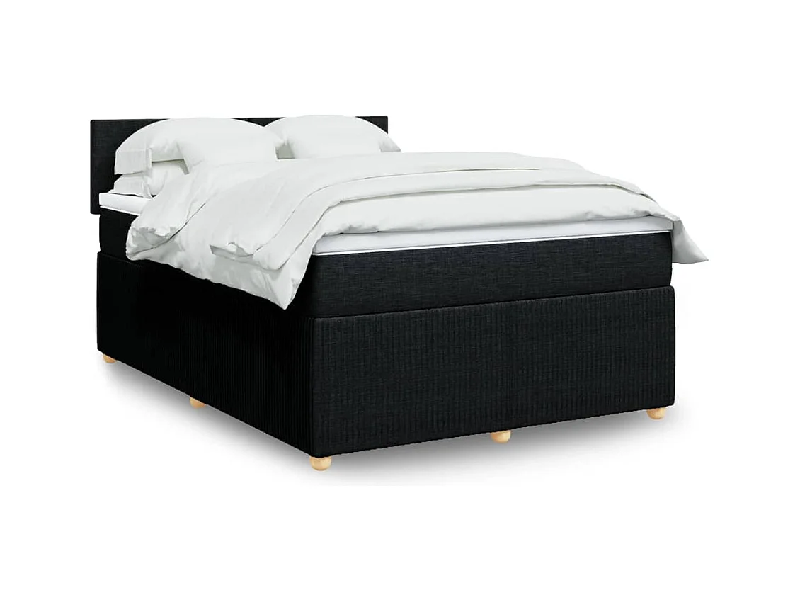 Sommier à lattes de lit avec matelas Noir 140x190 cm Tissu