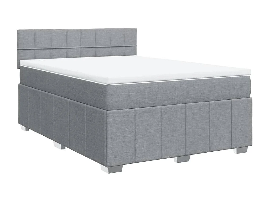 Cama box spring con colchón tela gris claro 140x190 cm