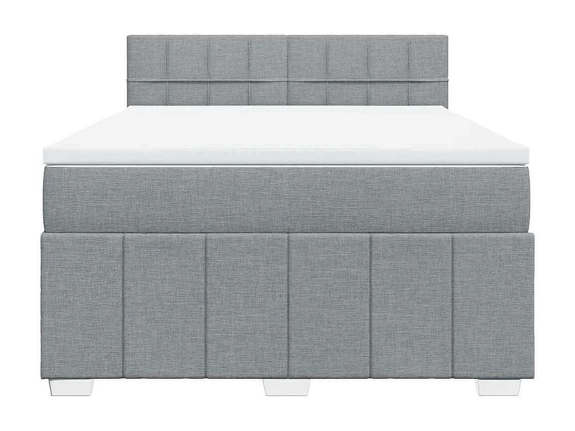 Cama box spring con colchón tela gris claro 140x190 cm
