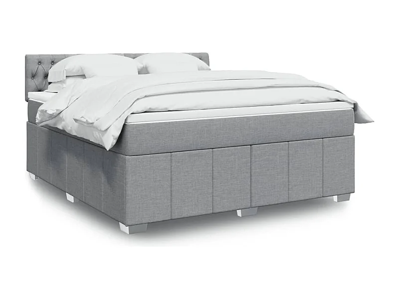 Cama box spring con colchón tela gris claro 180x200 cm