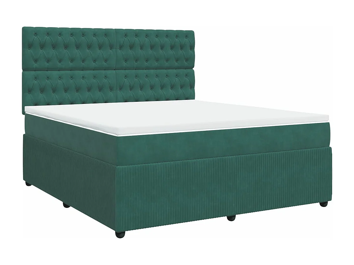Cama box spring con colchón terciopelo verde oscuro 180x200 cm