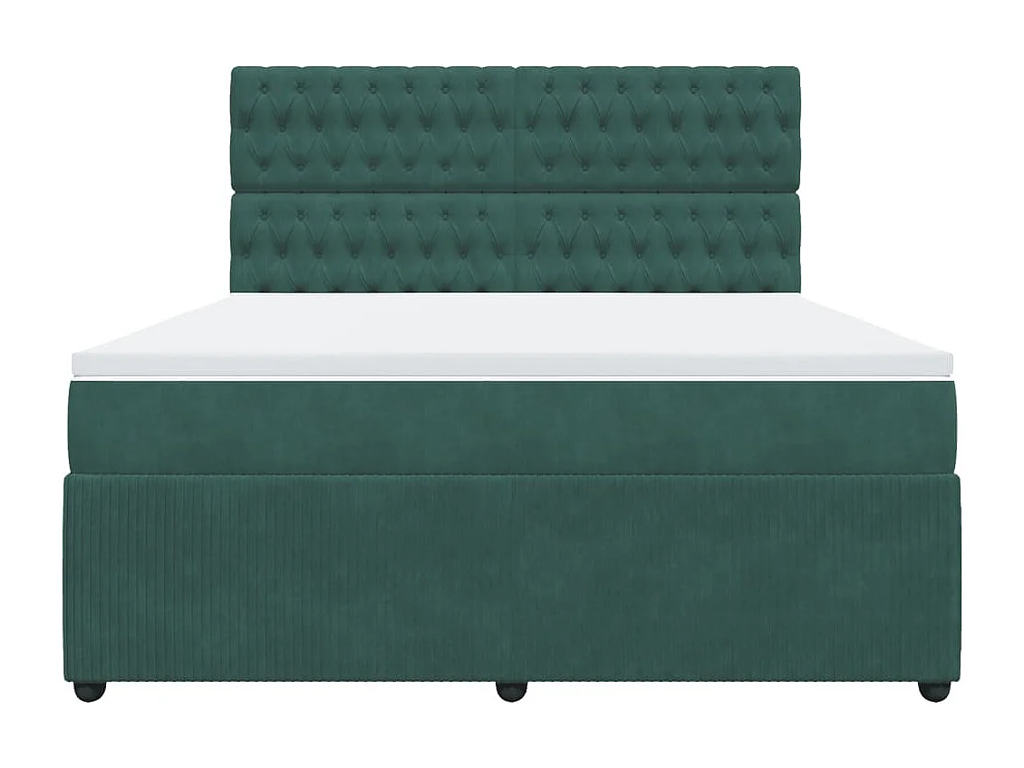 Cama box spring con colchón terciopelo verde oscuro 180x200 cm